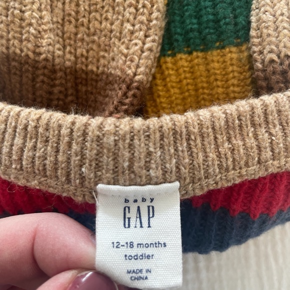 GAP Tan Multi-Stripe Sweater, Size 12-18M - Picture 4 of 6